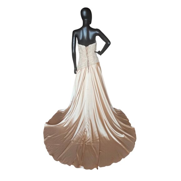 Gold Charmeuse Asymmetrical Wedding Gown - Maggie Sottero - Picture 8 of 8